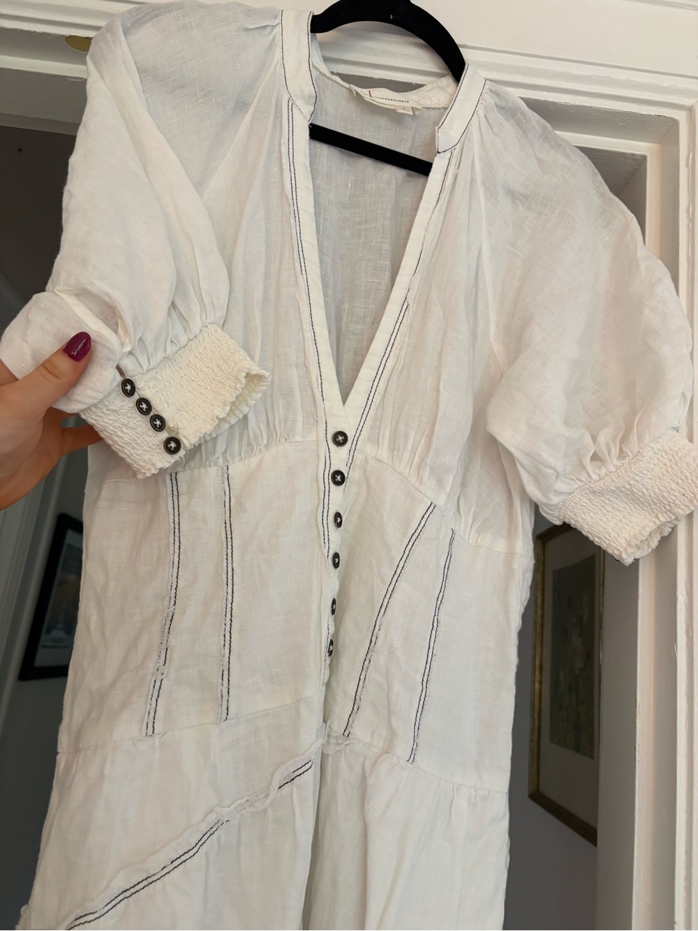 Anthropologie V-Neck Corset Midi Shirt Dress - Picture 4 of 5